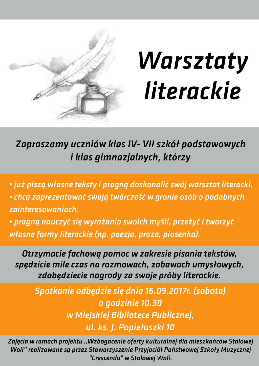 Zaproszenie Warsztaty Literackie „WERS” 